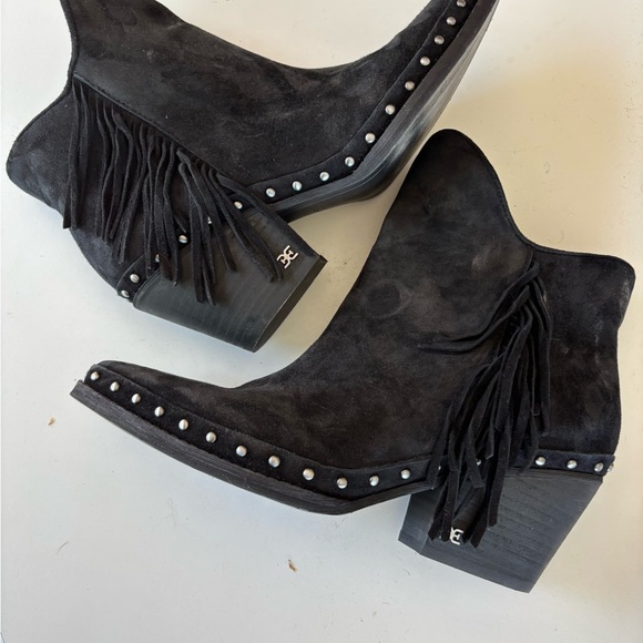 Sam Edelman Shoes - Sam Edelman Worn Once Black Suede Fringe Ankle Boots-6.5 M
